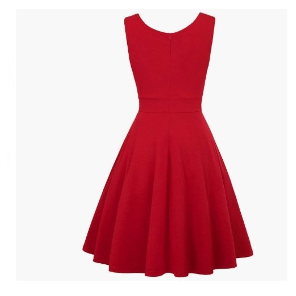 Women's retro vintage Swing Dress Sleeveless Wrap V-Neck A-line SIZE 2XL - Picture 2 of 3